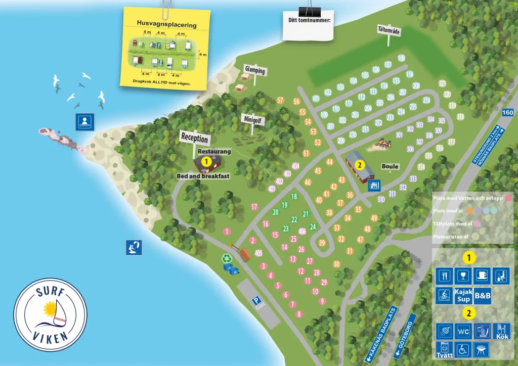 Karta över Surfvikens camping plats